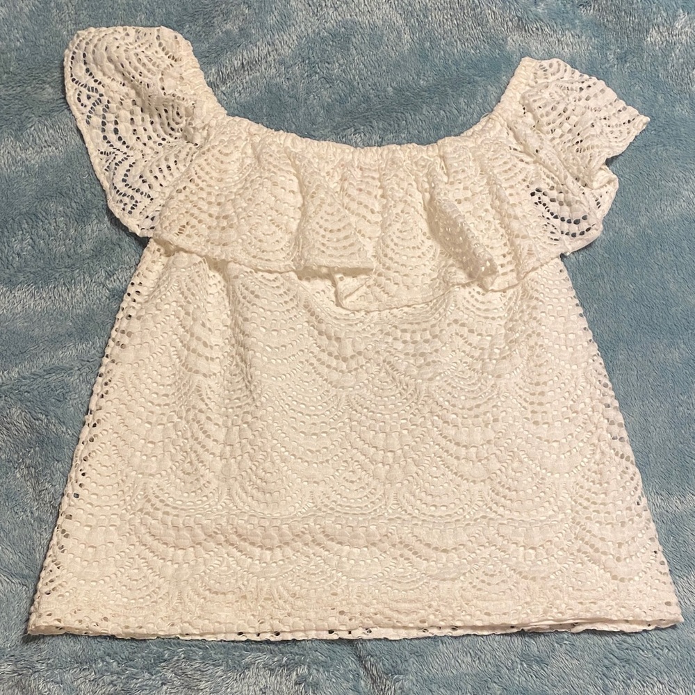 Lilly Pulitzer La Fortuna  White Lace Off-Shoulder Top